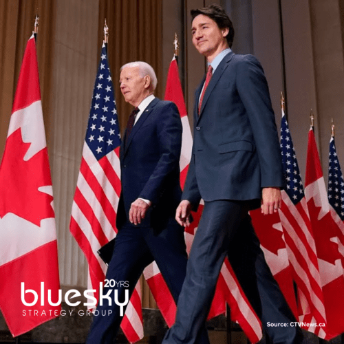Photo of President Biden and Prime Minister Trudeau walking together.